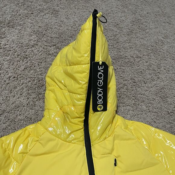 Body Glove Jacket Women Small Yellow Puffer Duck Down Face Hood Zip Up Dandelion - Picture 8 of 13